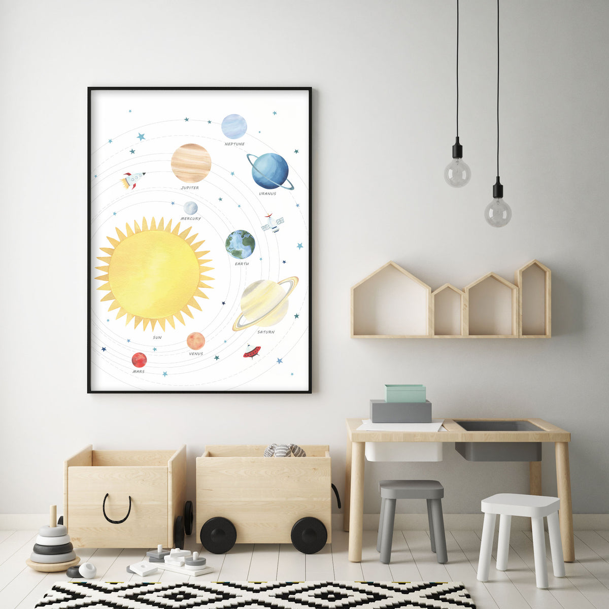 Solar System Print - Outer Space Nursery - The Small Art Project - Modern Nursery Prints