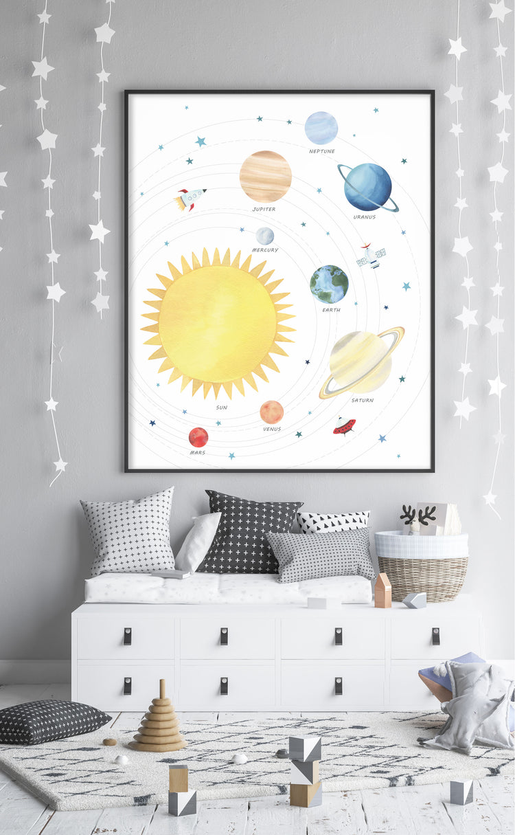 Solar System Print - Outer Space Nursery - The Small Art Project - Modern Nursery Prints