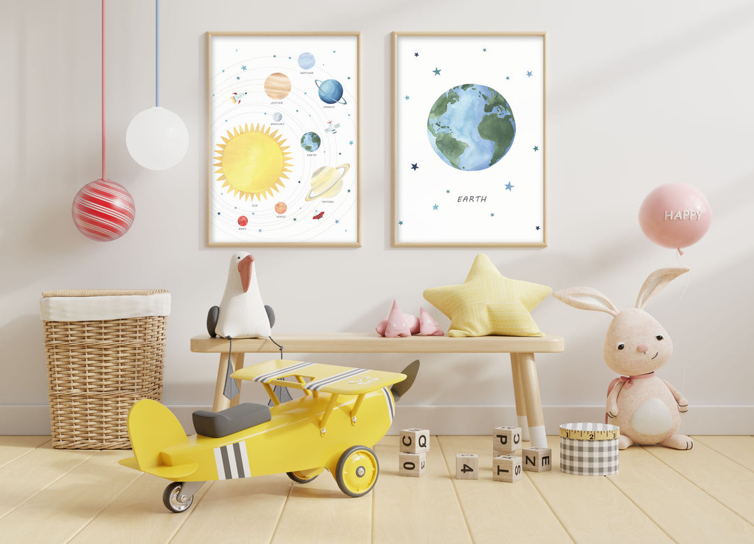 Planet Earth Print - Outer Space Nursery - The Small Art Project - Modern Nursery Prints