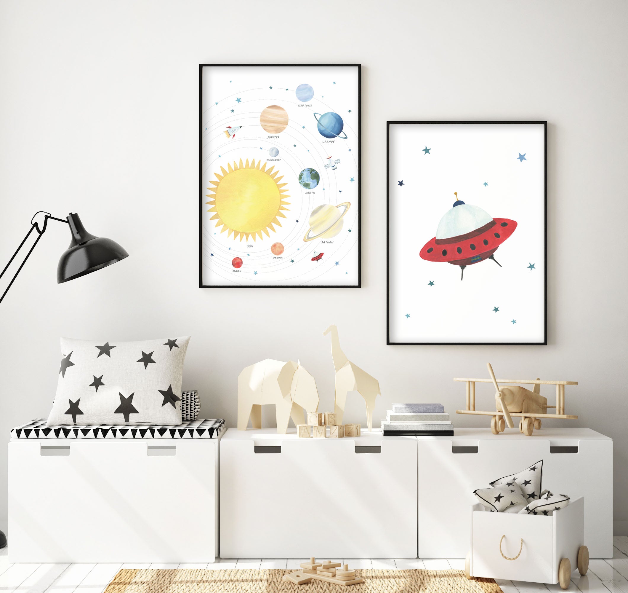 UFO Print - Outer Space Nursery - The Small Art Project - Modern Nursery Prints