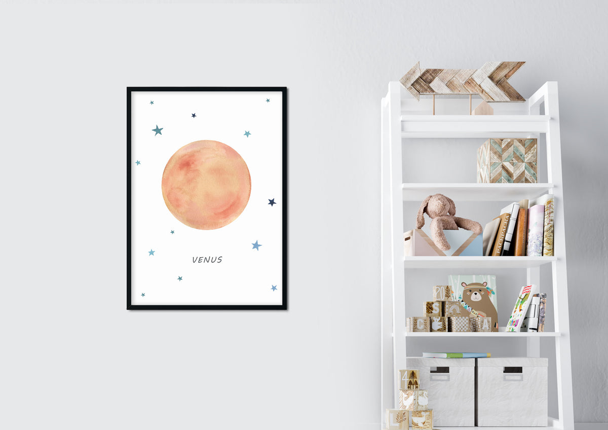 Set of 9 Outer Space Prints - Watercolor Nursery Wall Art - The Small Art Project - Modern Nursery Prints