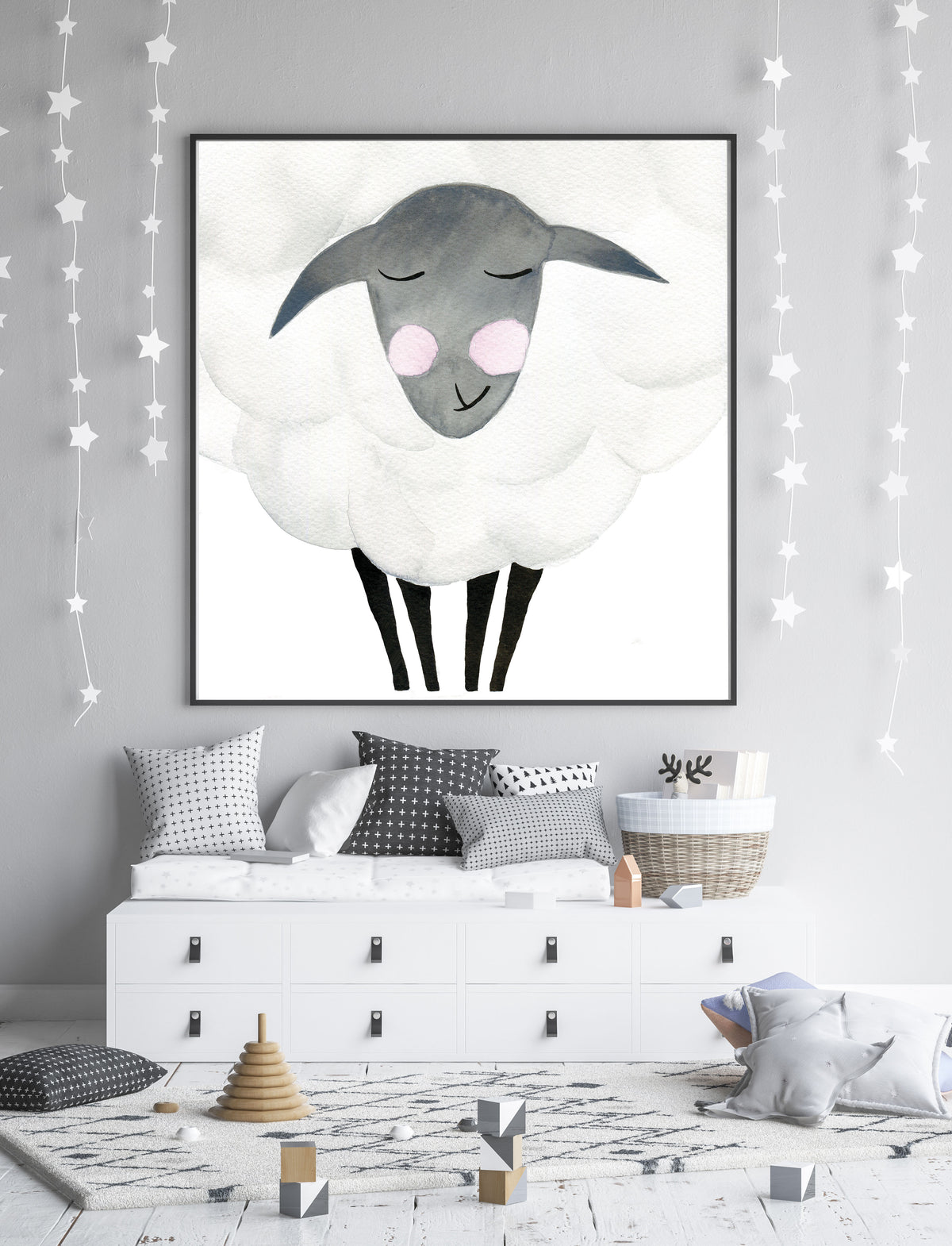 Mama Sheep - Watercolor Nursery wall art - The Small Art Project