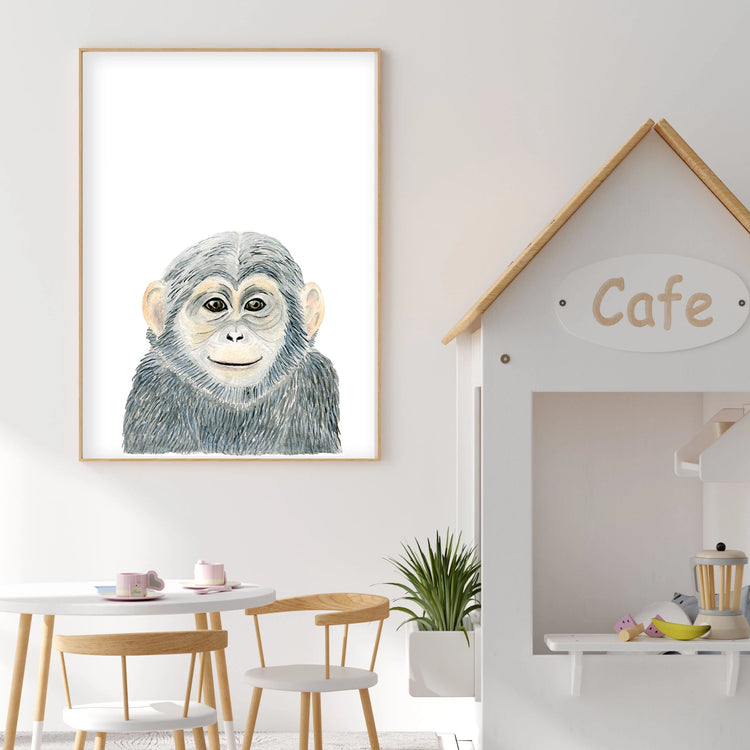 Baby Monkey - Safari Animals Nursery - The Small Art Project
