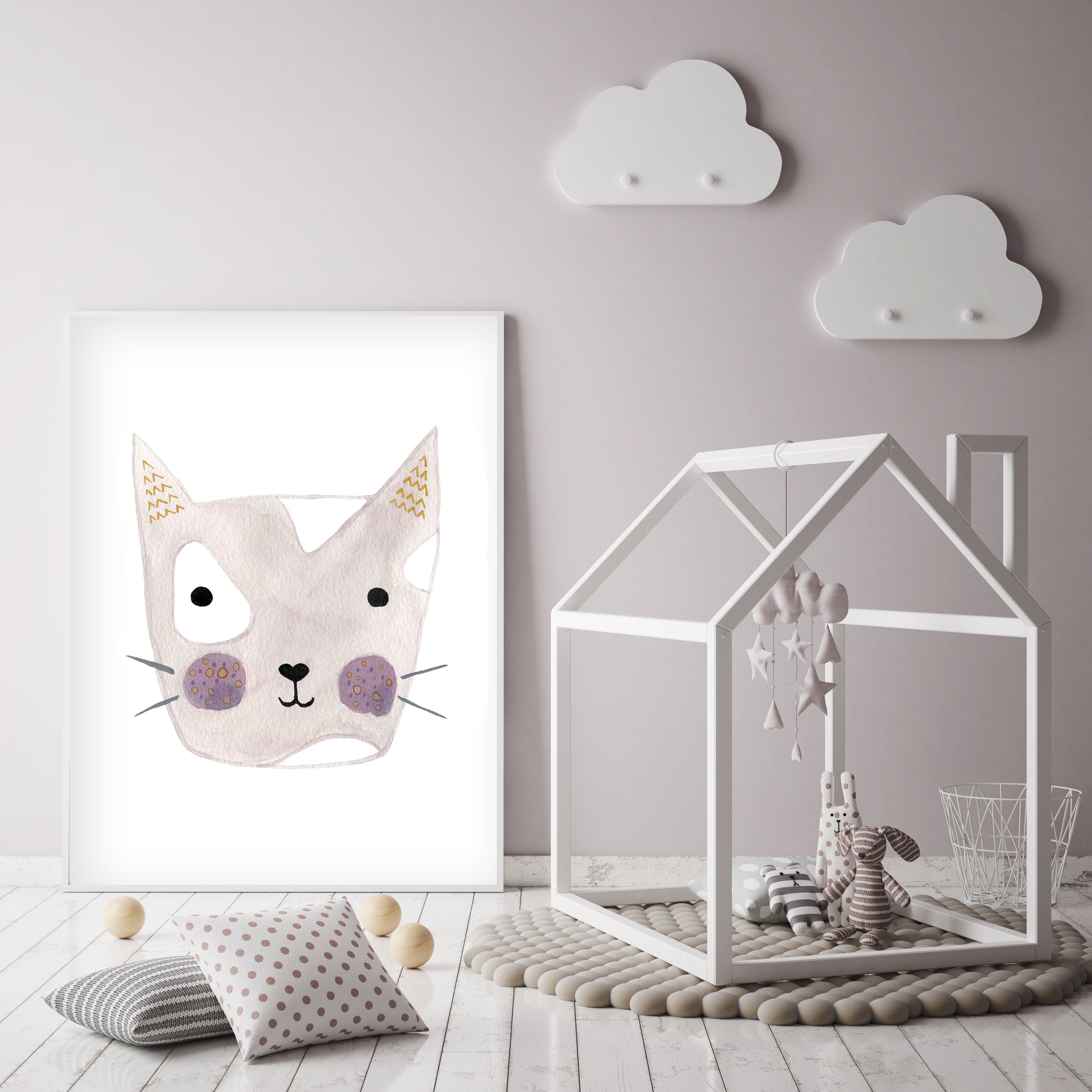 Set of 4 Kitty Cats - Nursery Wall Art - The Small Art Project