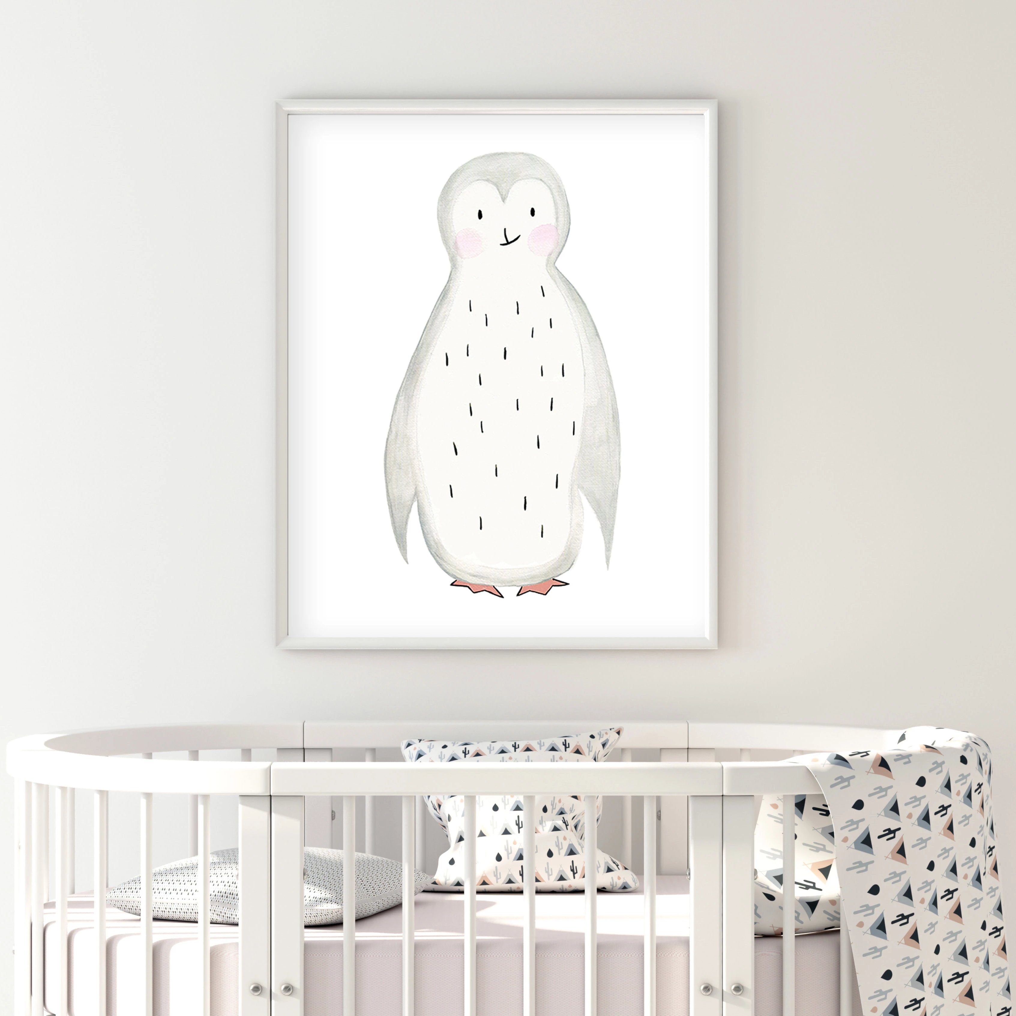 Pippo the Penguin - Watercolor Nursery wall art - The Small Art Project