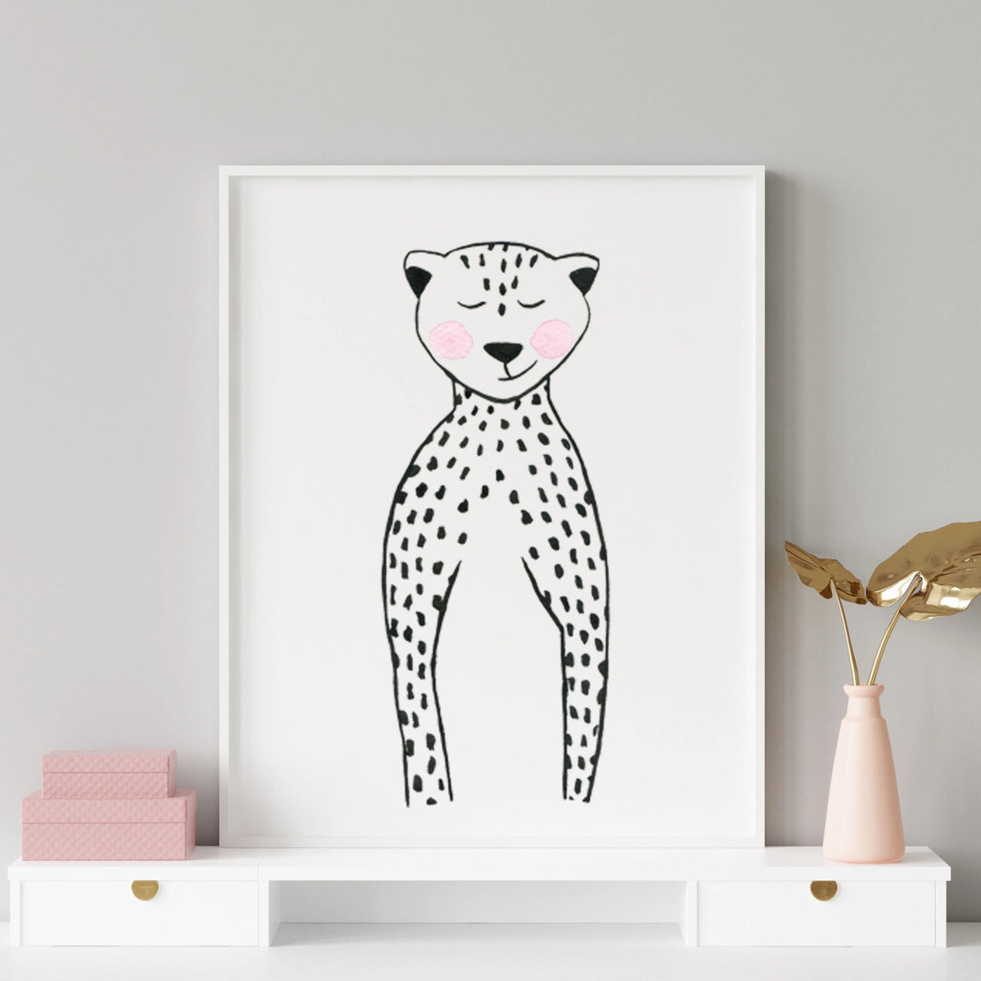 Black & White Cheetah - Safari Animals Nursery - The Small Art Project
