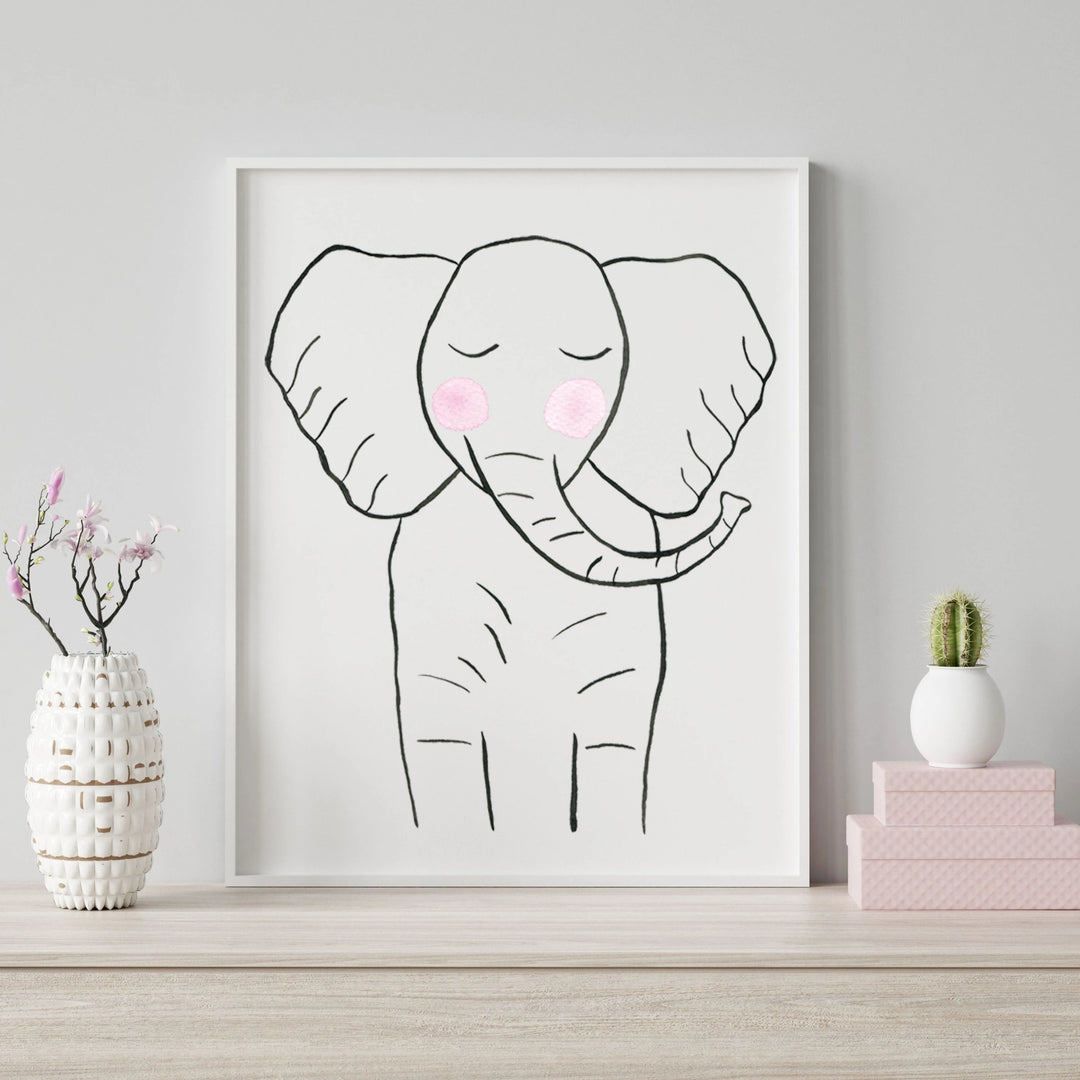 Black & White Elephant - Safari Animals Nursery - The Small Art Project