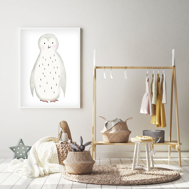 Pippo the Penguin - Watercolor Nursery wall art - The Small Art Project