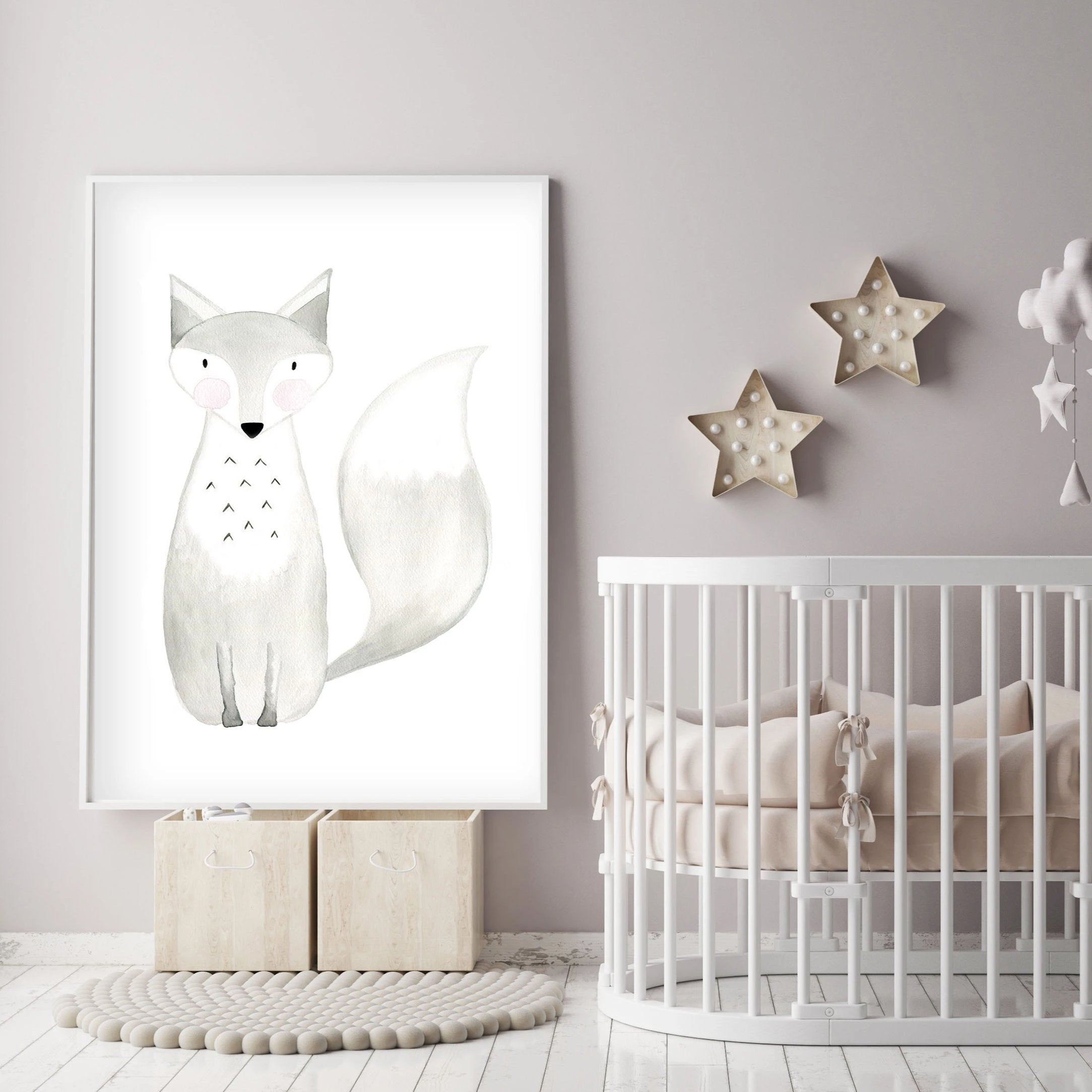 Witty the Fox- Woodland Nursery Wall Art - The Small Art Project