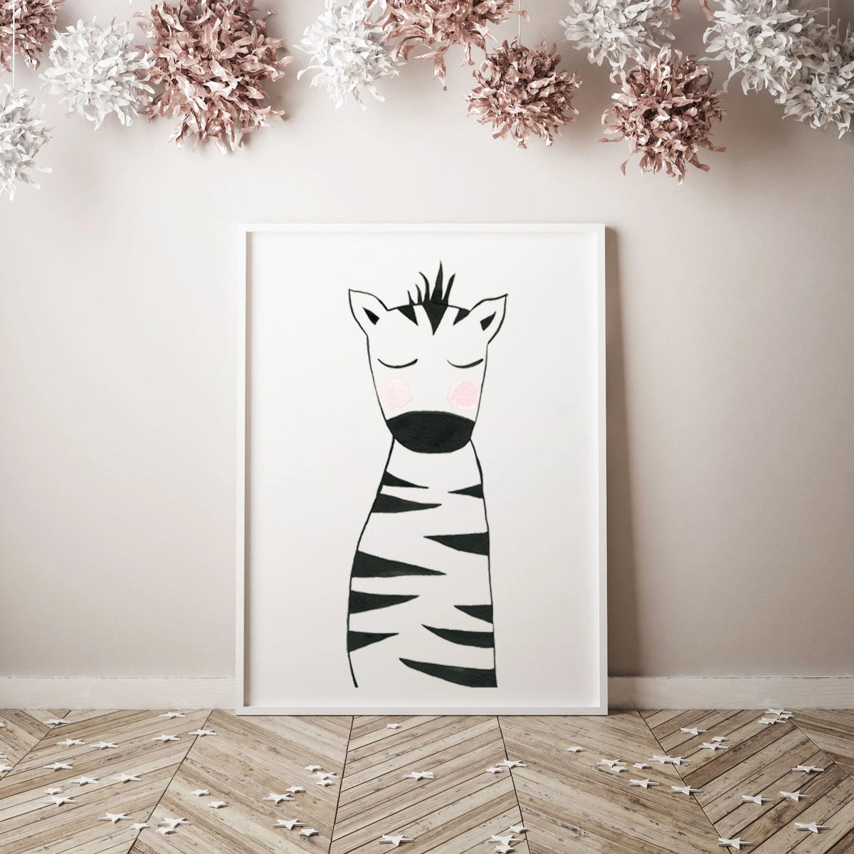 Set of 6 Black & White Animals - Safari Nursery Wall Art - The Small Art Project