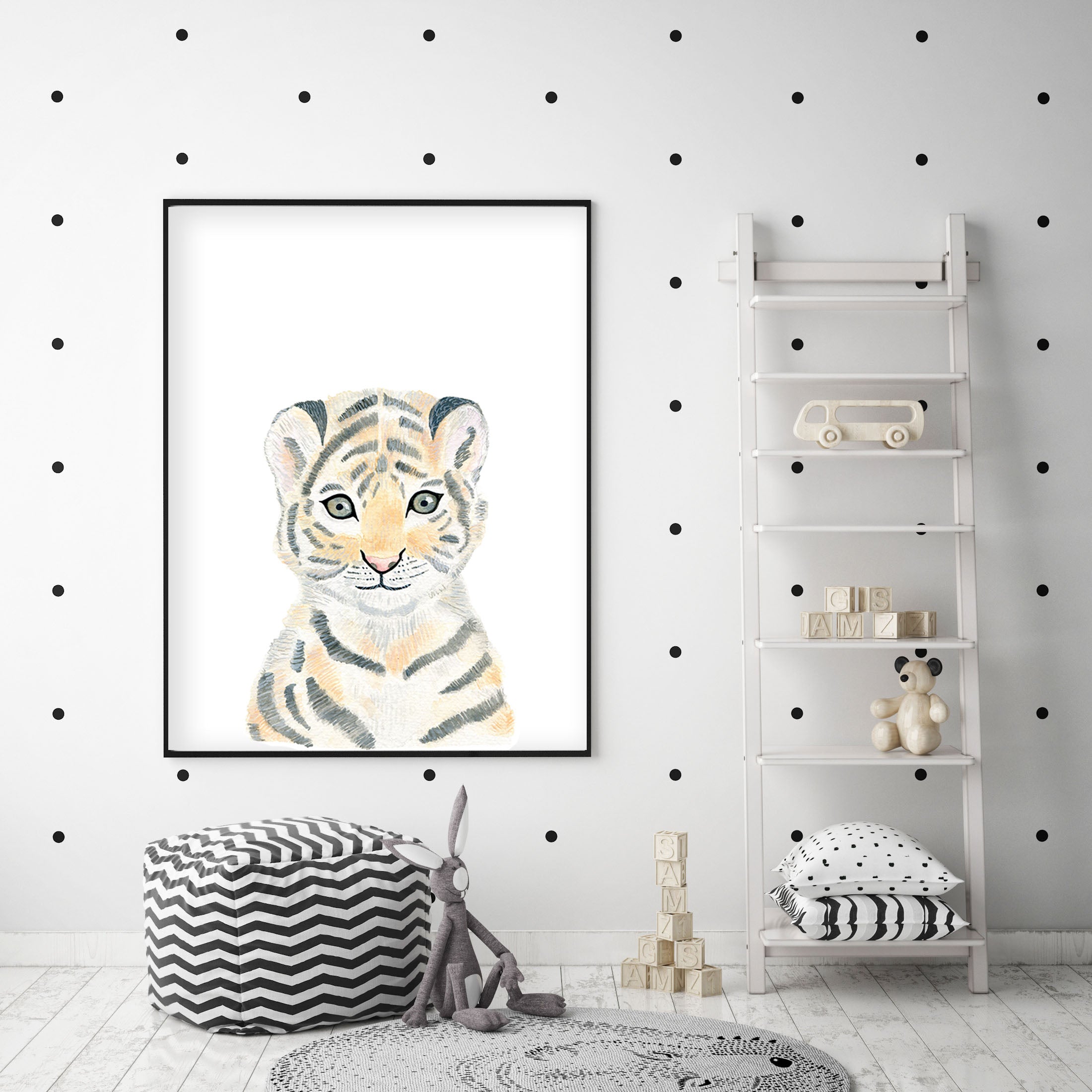 Baby Tiger - Safari Animals Nursery - The Small Art Project