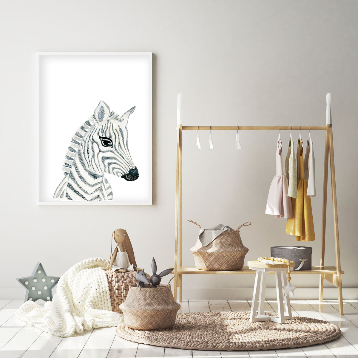 Baby Zebra - Safari Animals Nursery - The Small Art Project